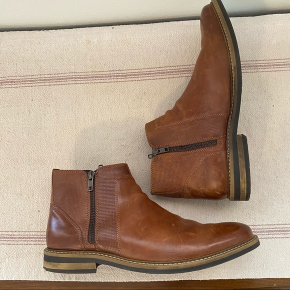 Alfani Other - Alfani Genuine Leather Brown Short Boots Side Zips